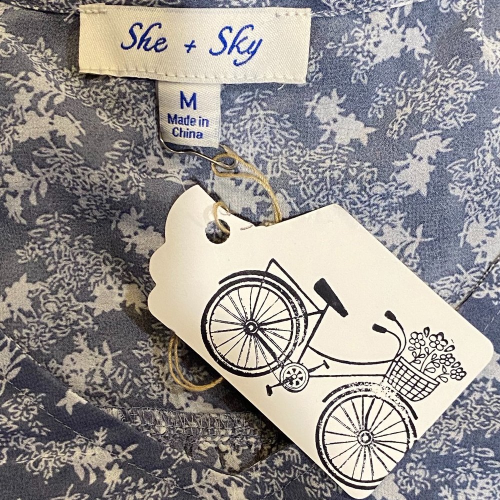 She + Sky Blue Floral Print Blouse - Picture 2 of 3